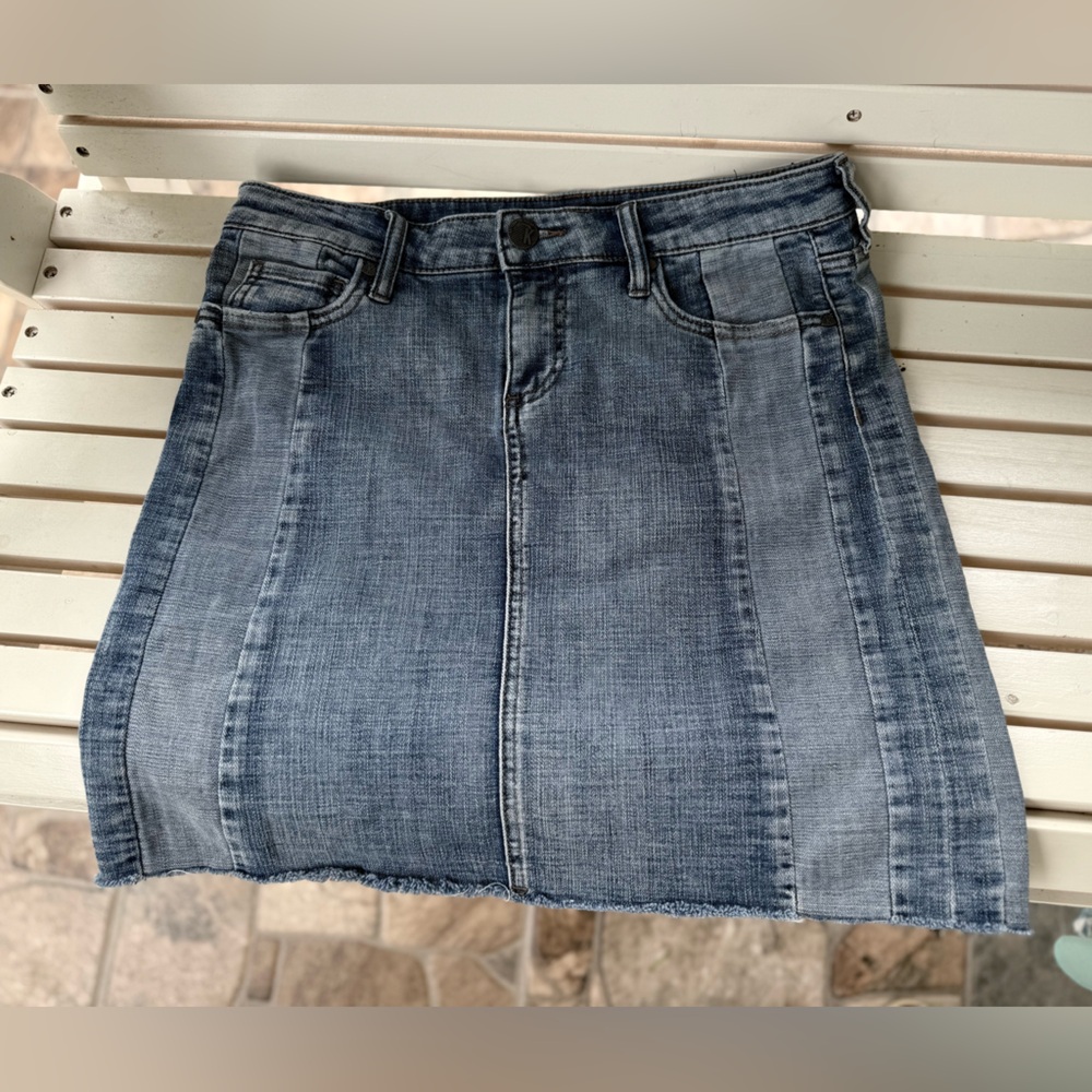 Kut from the Kloth Blue Asymmetrical A-Line Mini Skirt